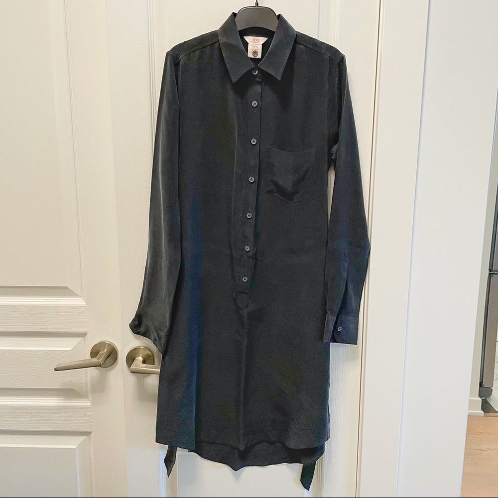 NWOT JOE FRESH Black Silk Long Sleeve Dress